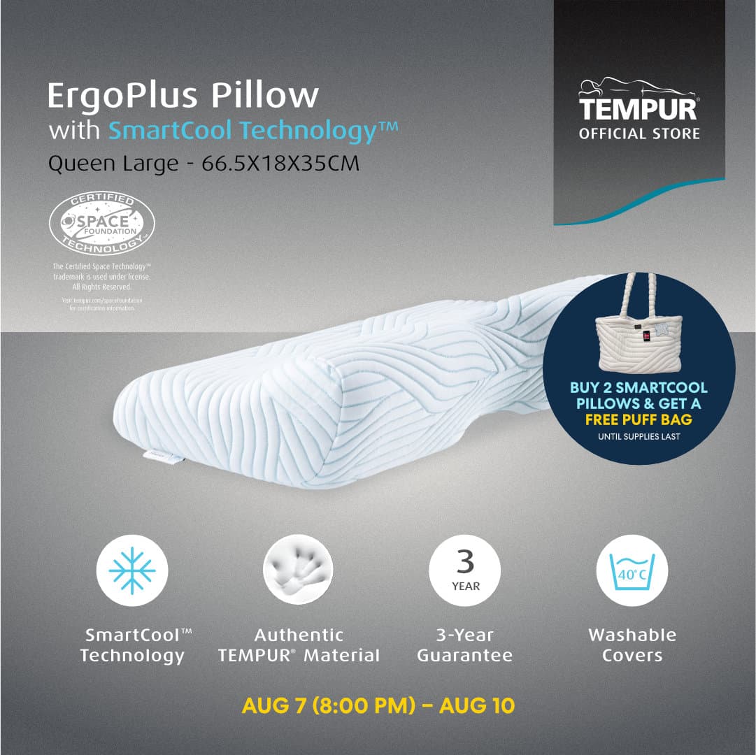 TP PILLOW ERGOPLUS QUEEN LARGE SMARTCOOL 64X32X12.5/7CM